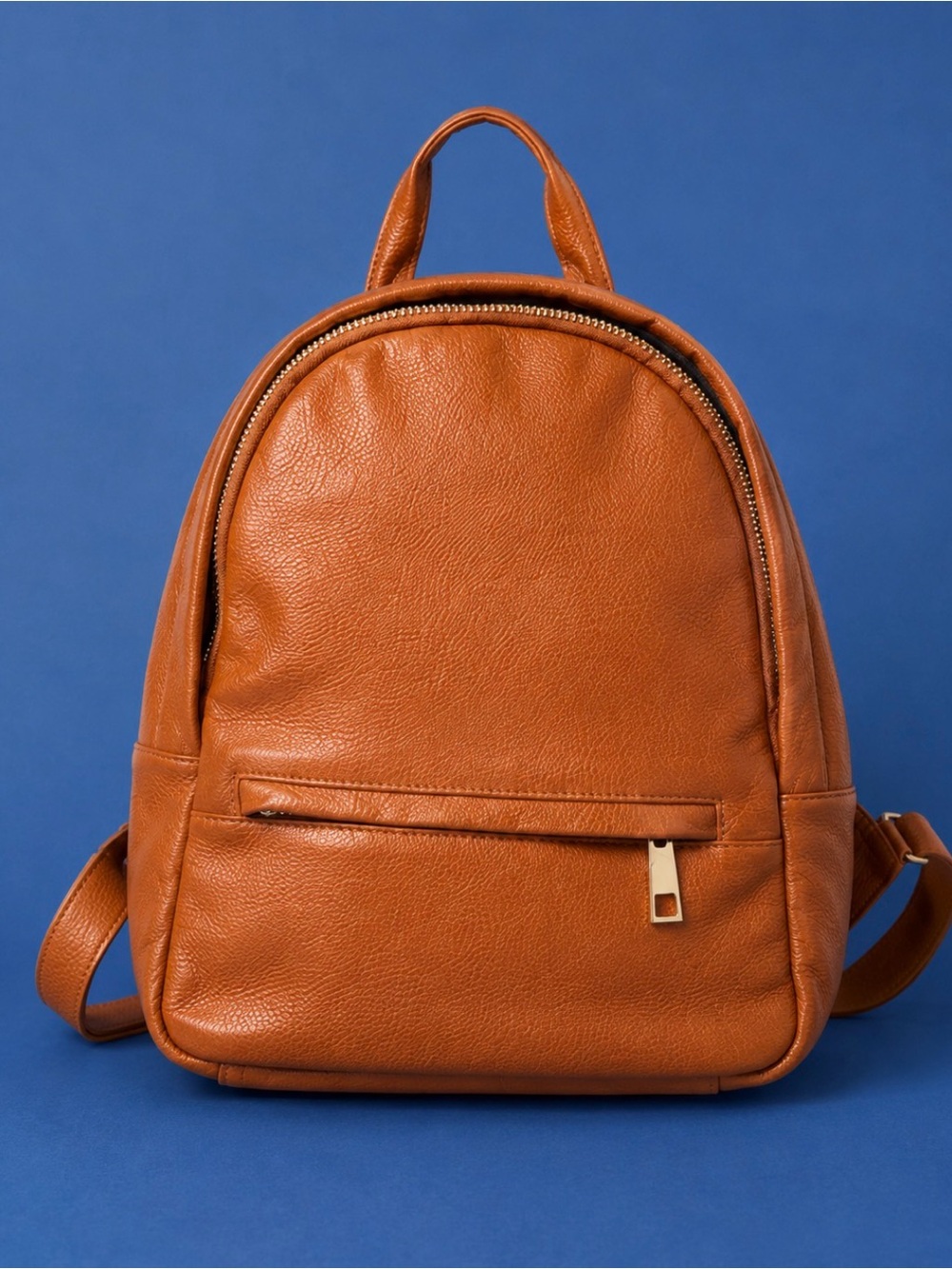 Women's Tan Faux Pebbled Leather Backpack - Sleek Everyday Carry